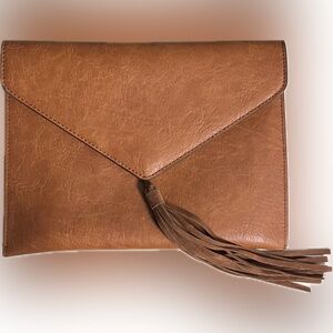 Elegant Tan Tassel Clutch